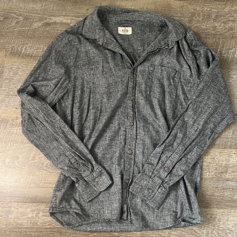 Men’s Marine Lauer Grey Button Down Shirt Size Medium